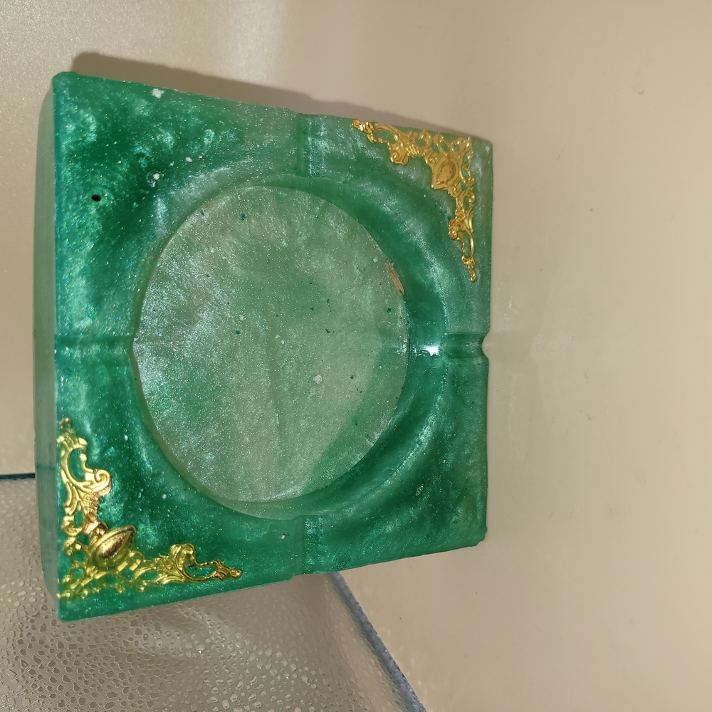 Hand Crafted Green and Gold Decor Accent
